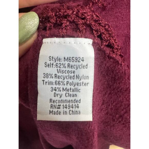 Johnny Was The Chenille Sweater Classic Whipstitch Pullover Burgundy Size Large - Picture 11 of 13